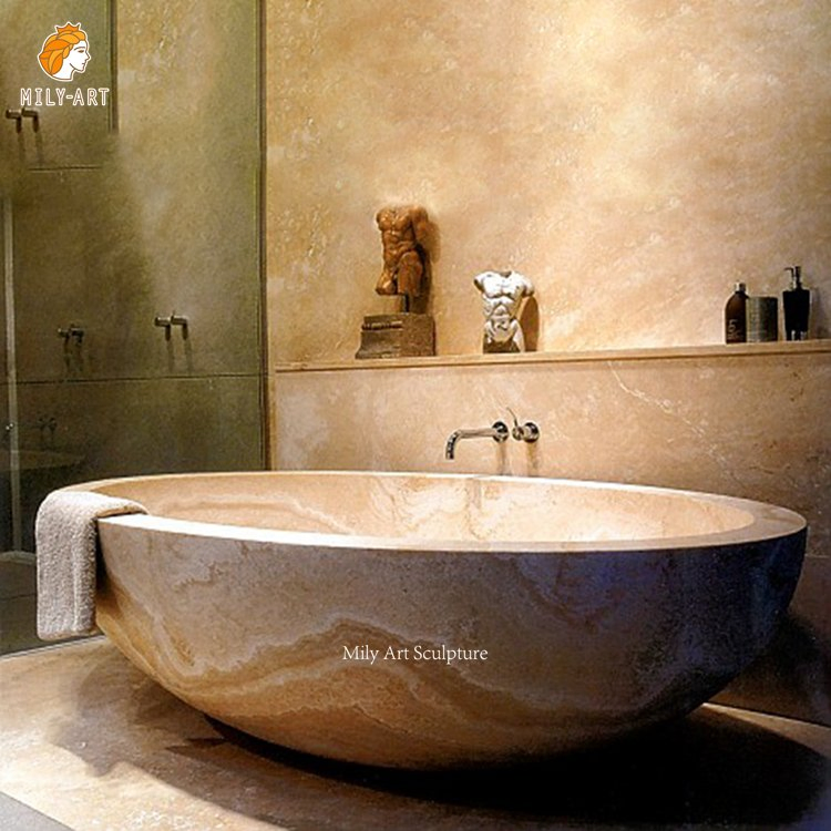 Ванна из белого мрамора с гидромассажем