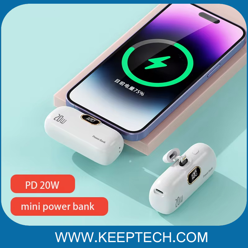 Mini Power Bank Pd20W 5000mAh Capsule Power Bank Fast Charging with LED Display