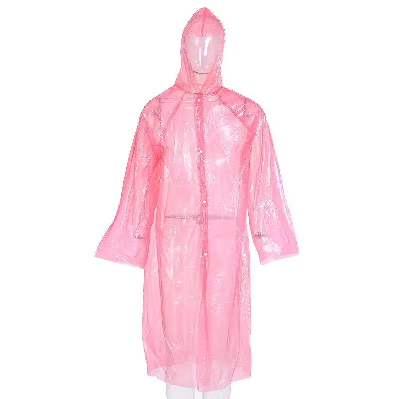 Wholesale Custom Logo School Travel Disposable Transparent Kids PE Raincoats