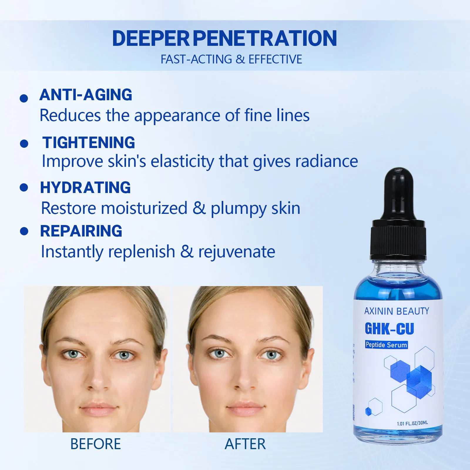 Beauty Cosmetics Skin Care Facial Anti-Aging Whitening Niacinamide Ghk-Cu Peptide Serum