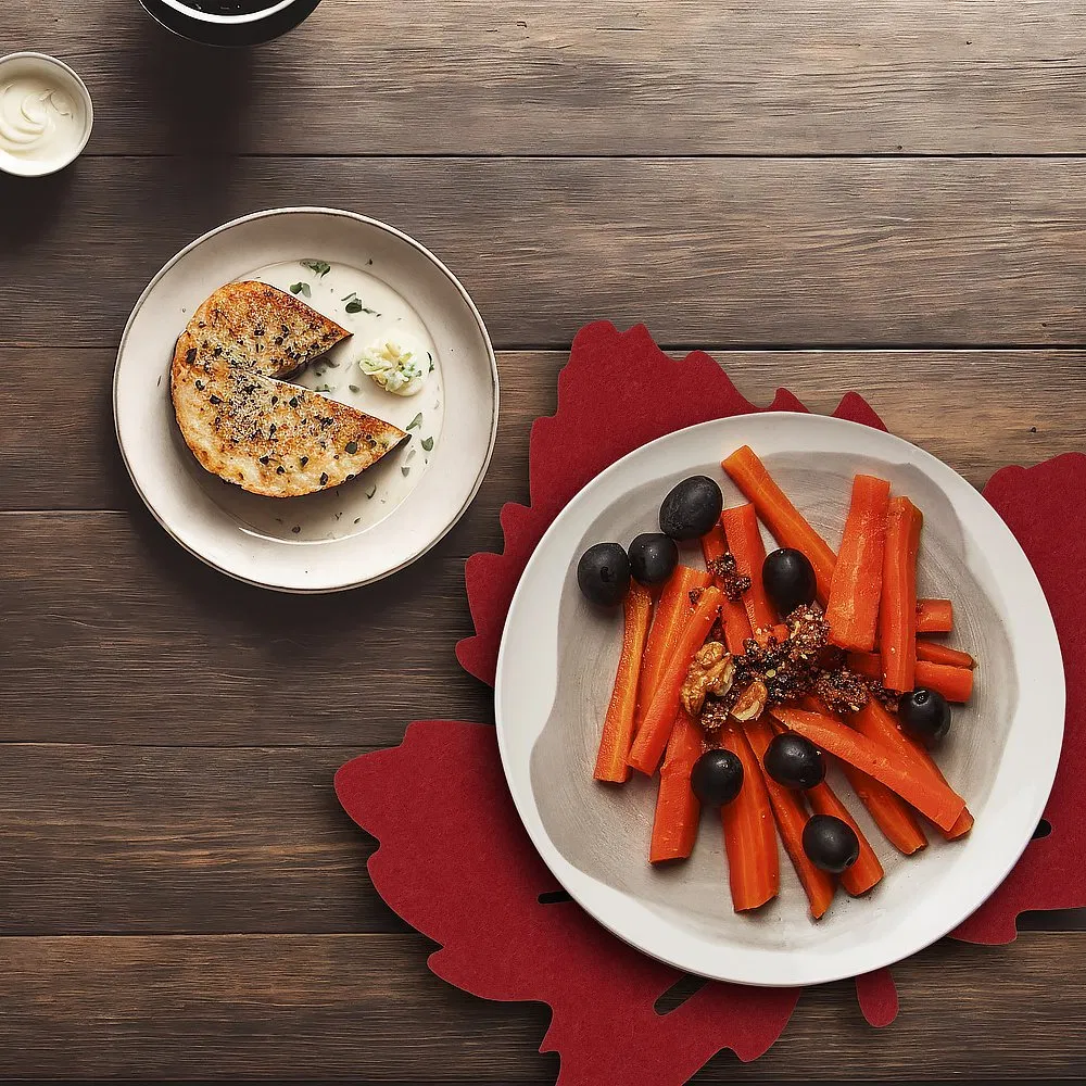 Felt Maple Leaf Placemat High Quality Laser Cutting Autumn Harvest Leaf Coasters Placemat Autumn Thanksgiving Placemat
