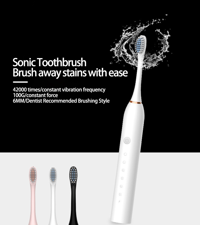 Soft Bristles Automatic Charging Smart Teeth Cleaning Tool Electric Toothbrush for Adults