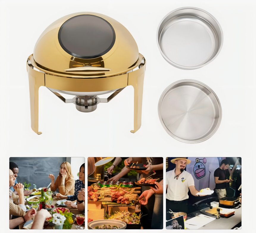 Restaurant 9L Full Gold Rectangle Food Warmer Heating Chafer Chafing Dish