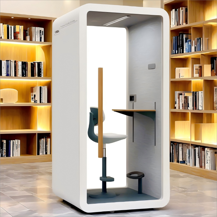 Soundproof Office Booth: Sleek Design with Aluminum and Glass Materials