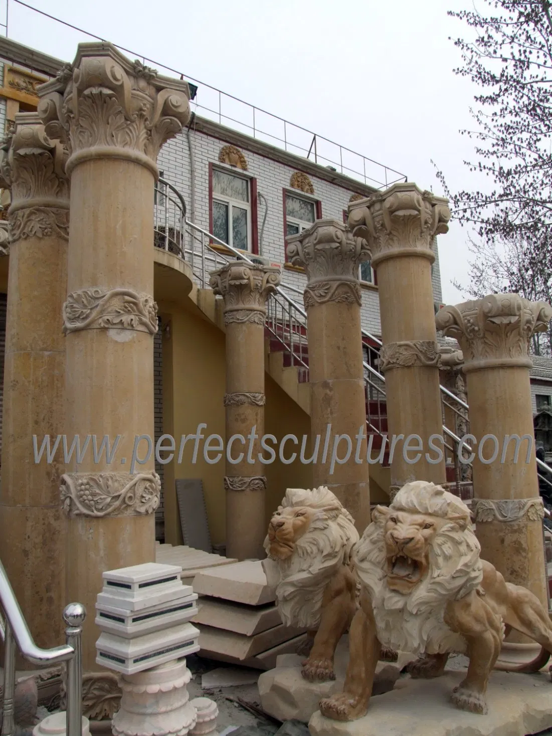 Classic Decorative Marble Stone Roman Pillars (QCM251)