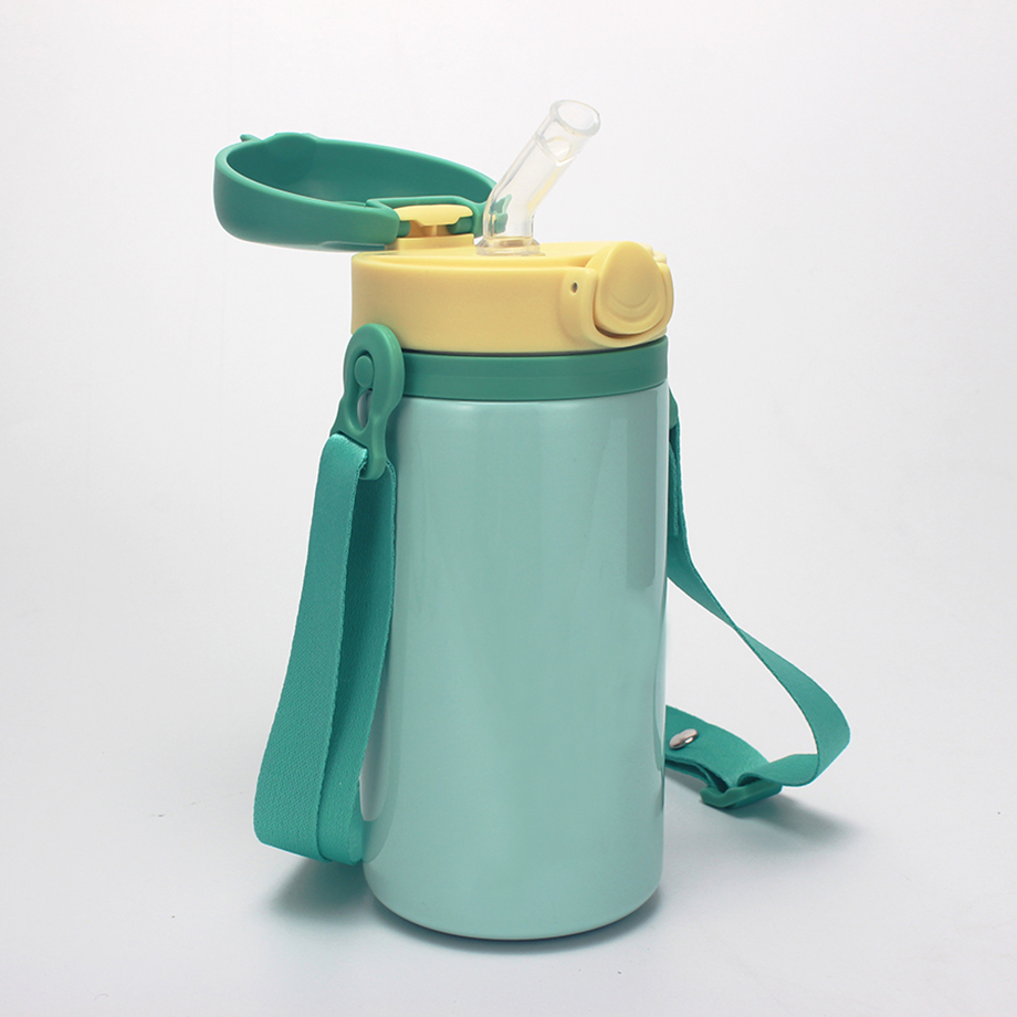 300ml Double Drink Children Water Cup Kids Cute Portable Stainless Steel Strap Bottle