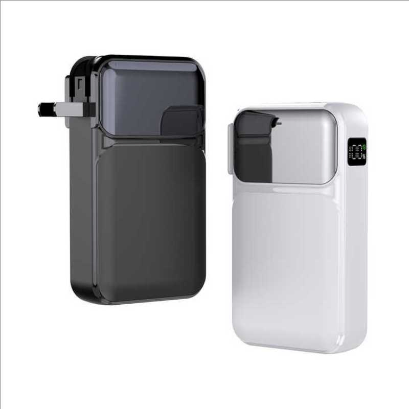 2000mAh Built in AC Plug and Dual Charging Cables Power Bank