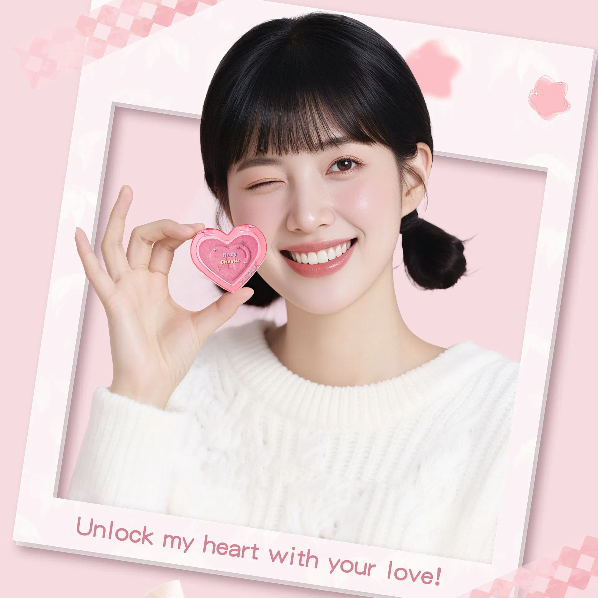 Vibrant 4-Color Heart Blush for Natural Nude Makeup Look