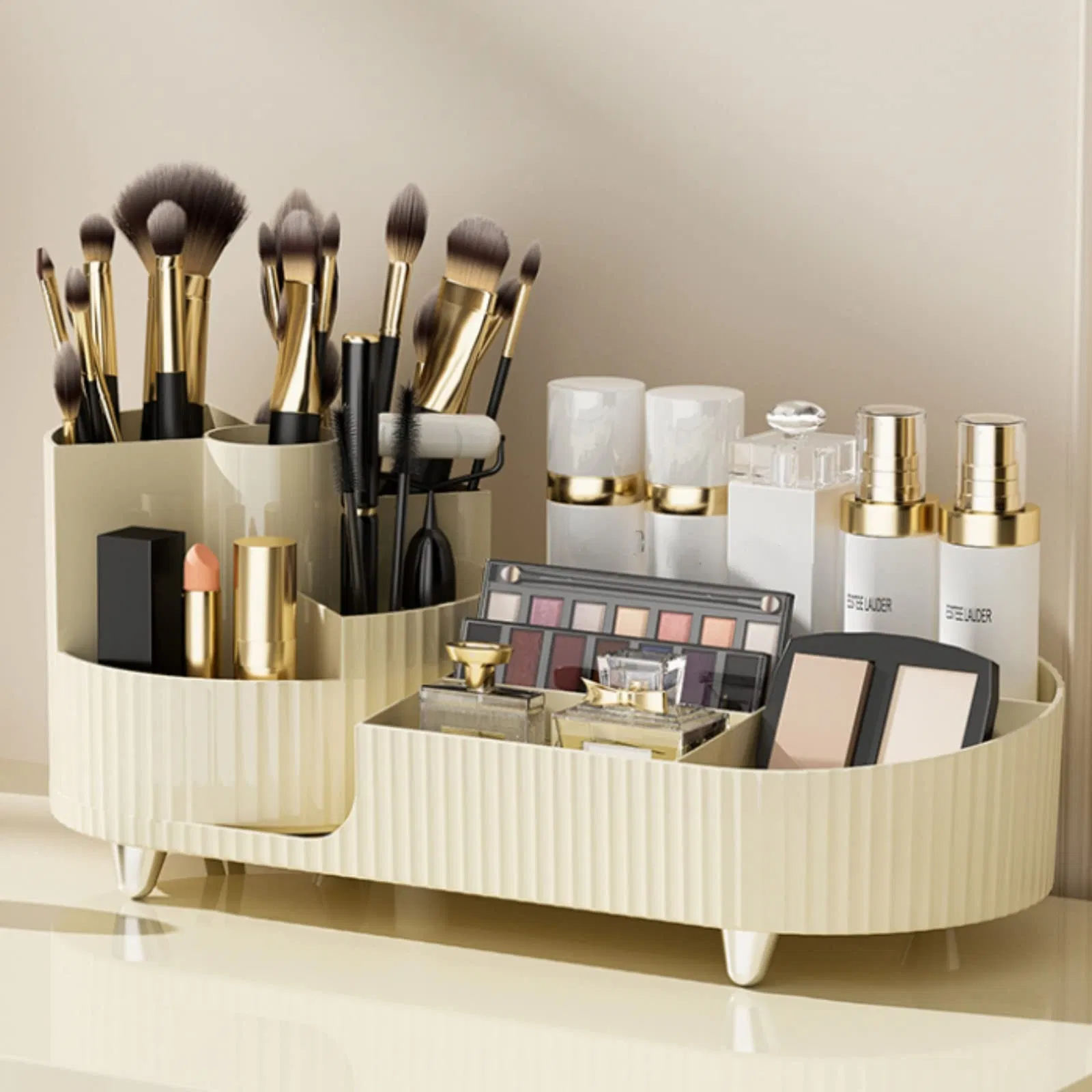 Rotating Makeup Organizer Large Capacity Cosmetic Display Case Easy to Hold