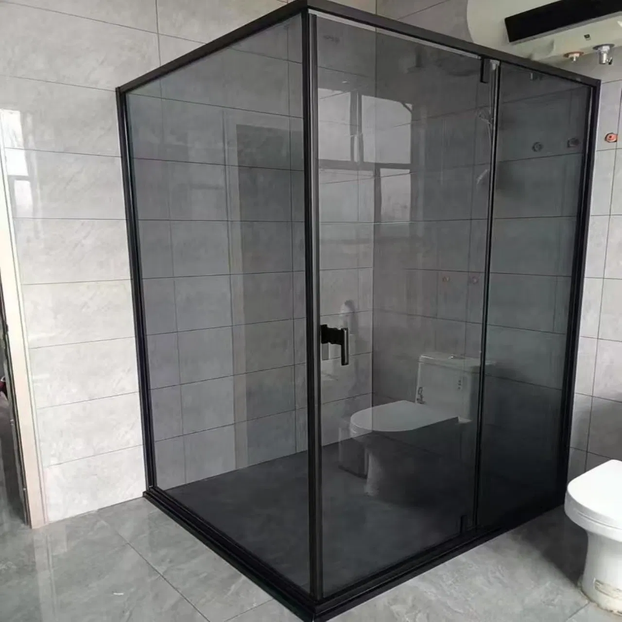 17. Premium Aluminum Profile Shower Soundproof Sliding Glass Door Partition Wall with Double-Track System for Bathroom