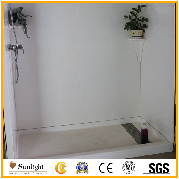 30''x60''x1.5'' Cultured Marble Ada Shower Pan for Hotels/Apartments Cut-to-Size Roll-in Shower Pan for USA