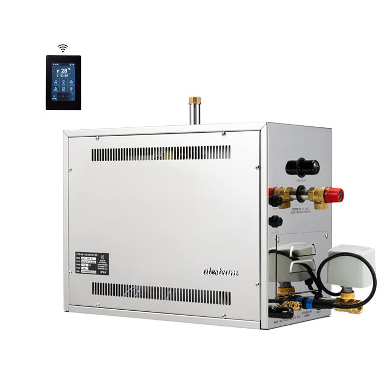 New Smart WiFi & APP Control Atcsteam Luxury 3-21 Kw at-W Series Stainless Steel Sauna Steam Bath Machine SPA Turkish Bath Wet Steam Generator for Steam Room