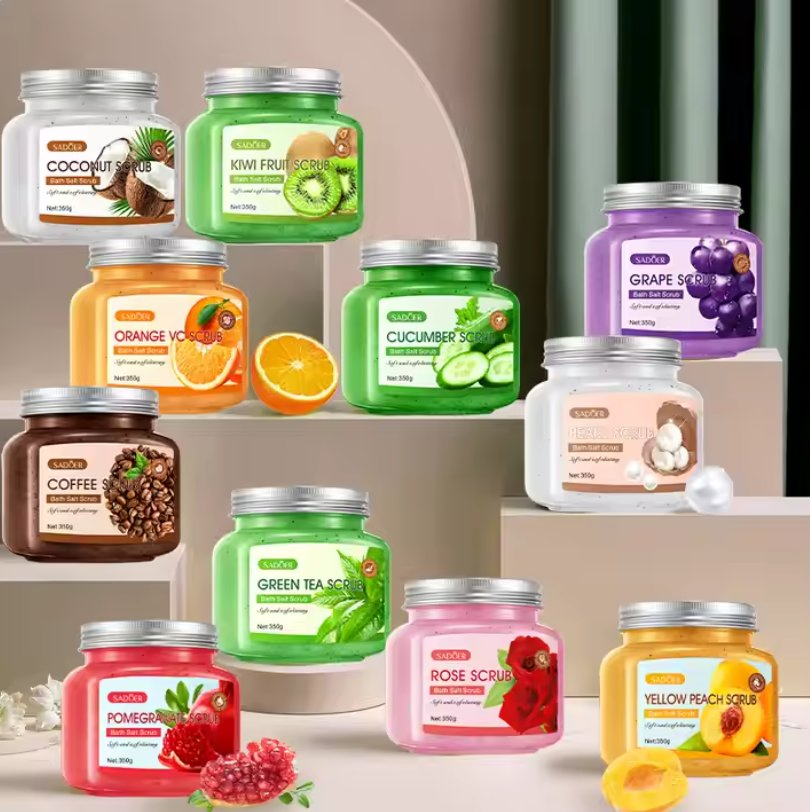 Online Wholesale in Stock Private Label Cleansing Exfoliating Gel Blueberry Avocado Mango Fruit Extract Nourishing Brightening Exfolianting Sugar Body Scrub