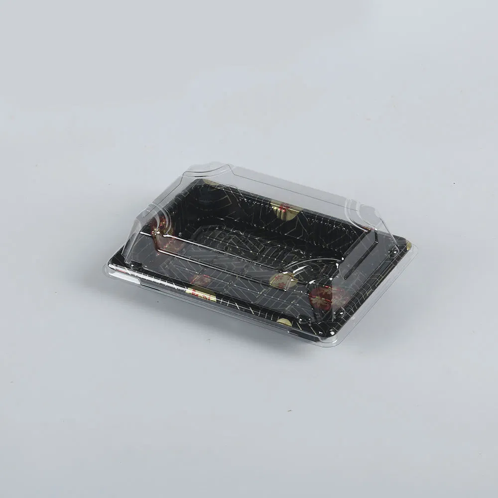 Luxury Square Recyclable PE Coated Lids Sushi Takeout Box Custom Offset Printing Kraft