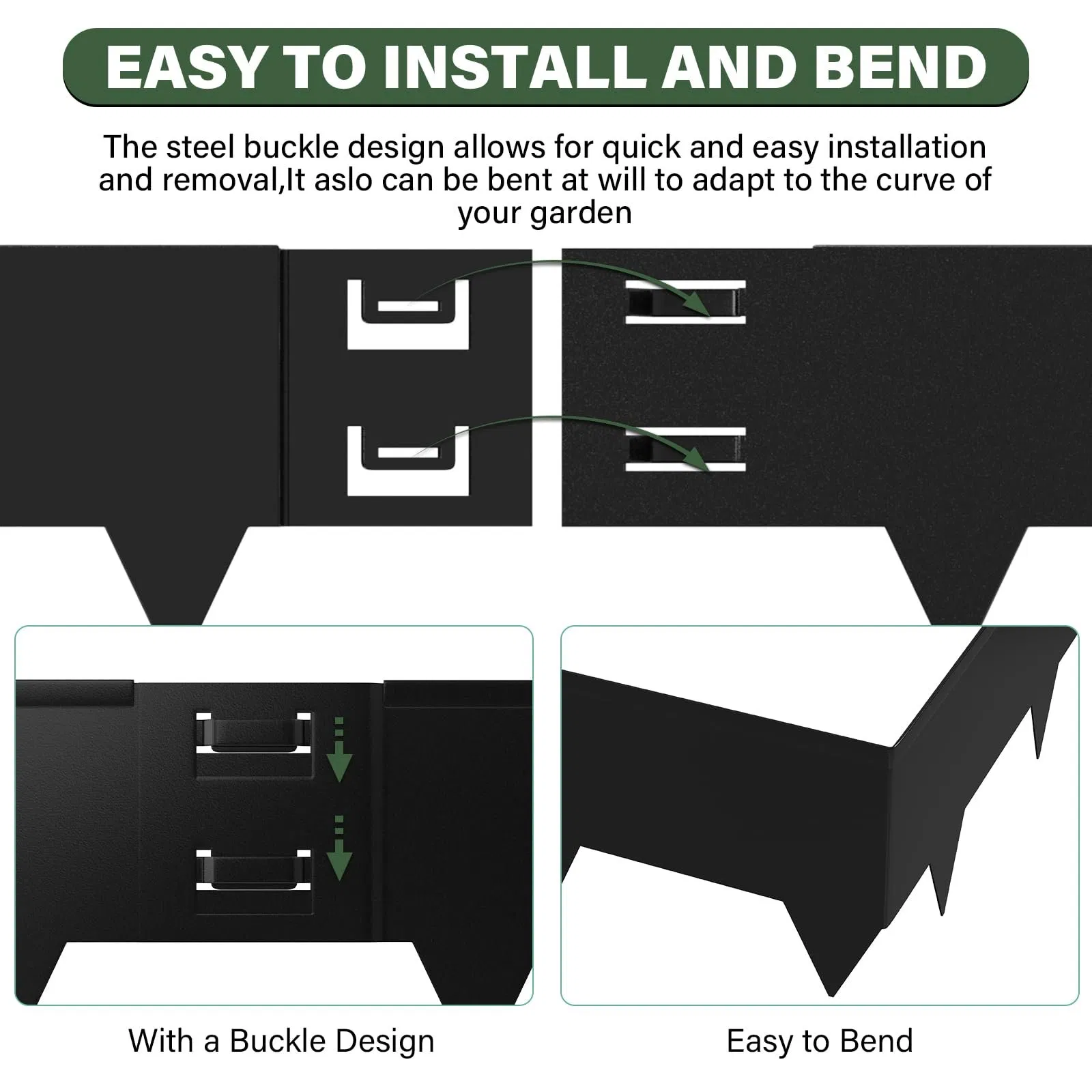 Galvanized Steel Landscape Edging Easy to Install Black Bendable Metal Edging