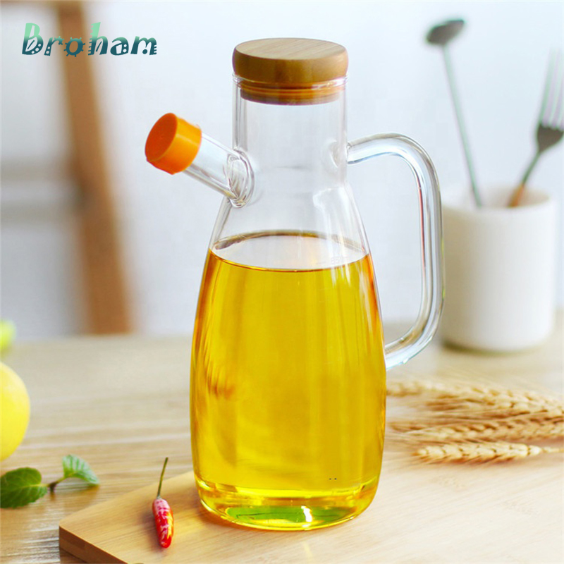 Cooking Oil Cruet Clear Glass Olive Oil Dispenser Bottle Empty Oliver Iol Bottle Olive Condiment Dispensing Cruet Containers Oil Bottle