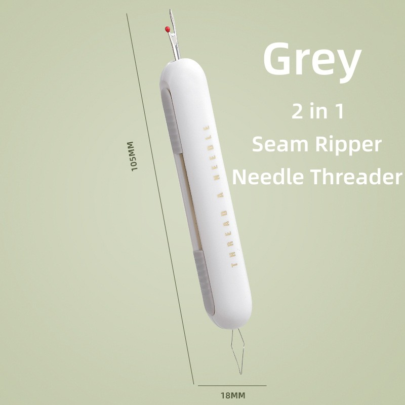 Seam Ripper, 2-in-1 Threader for Sewing, Threading and Unthreading Seam Ripper, Multifunctional Sewing Tool Needle Threader-Brown