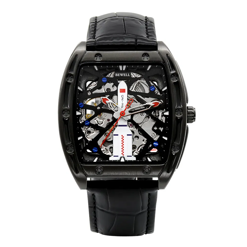 2023 Square Mechanical Watches for Men Alloy Automatic Watch Men Luxury Skeleton Luminous Leather Watches Men Wrist