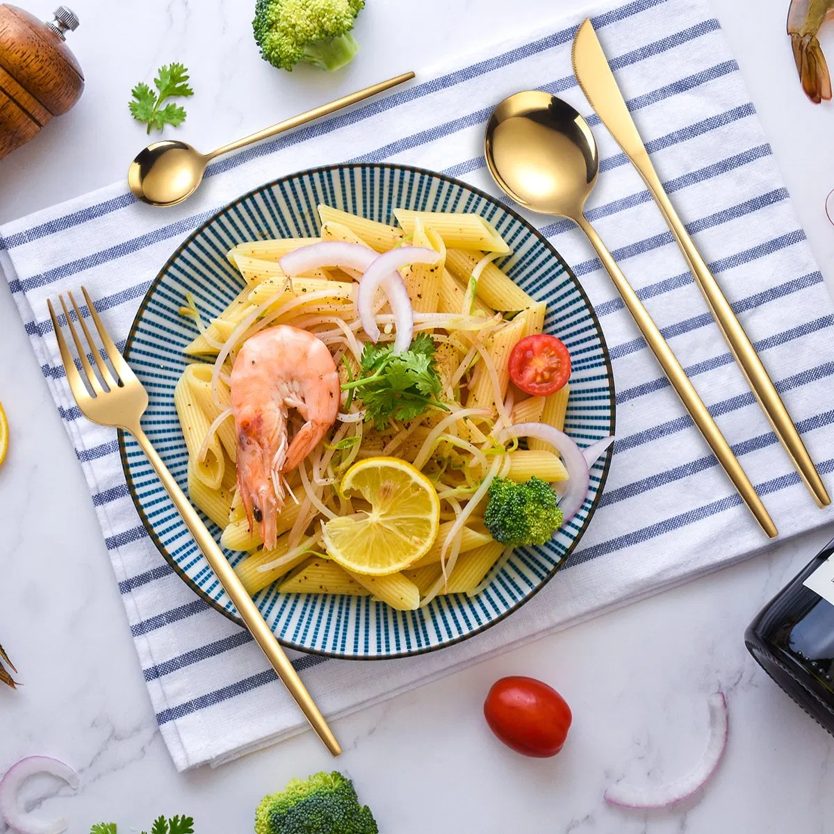 4 PCS Sets Portugal Stainless Steel 410 Wholesale Gold Cutlery