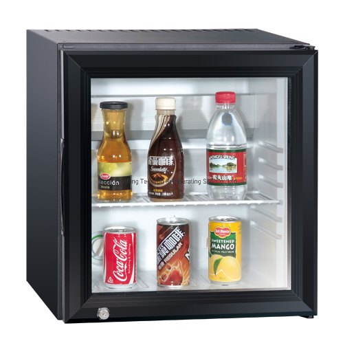 Counter Top Locking Hotel Minibar Display Cooler Glass Door Refrigerator 28L Black Color for Drinks