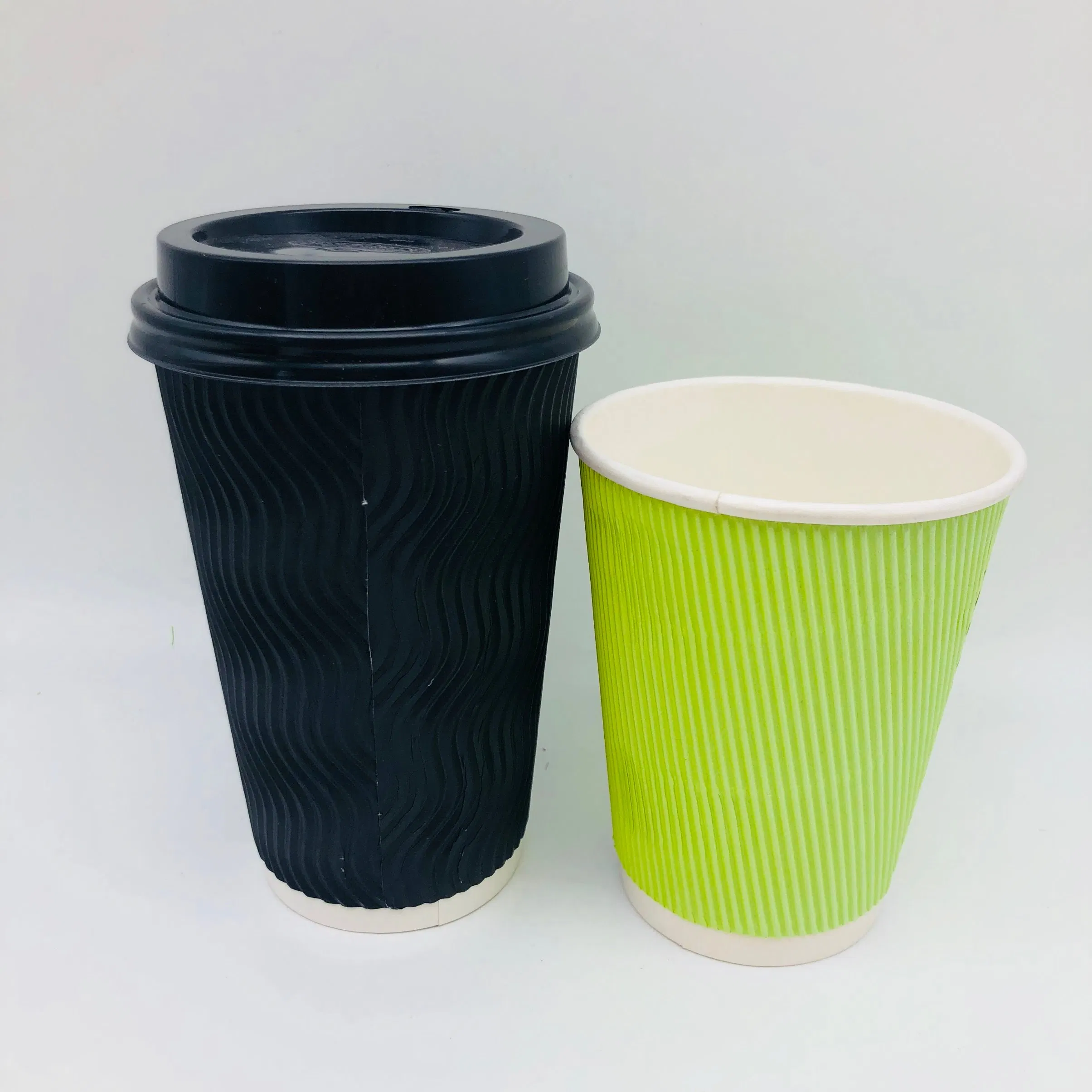 Биоразлагаемые бумажные стаканы 12oz с крышкой PLA