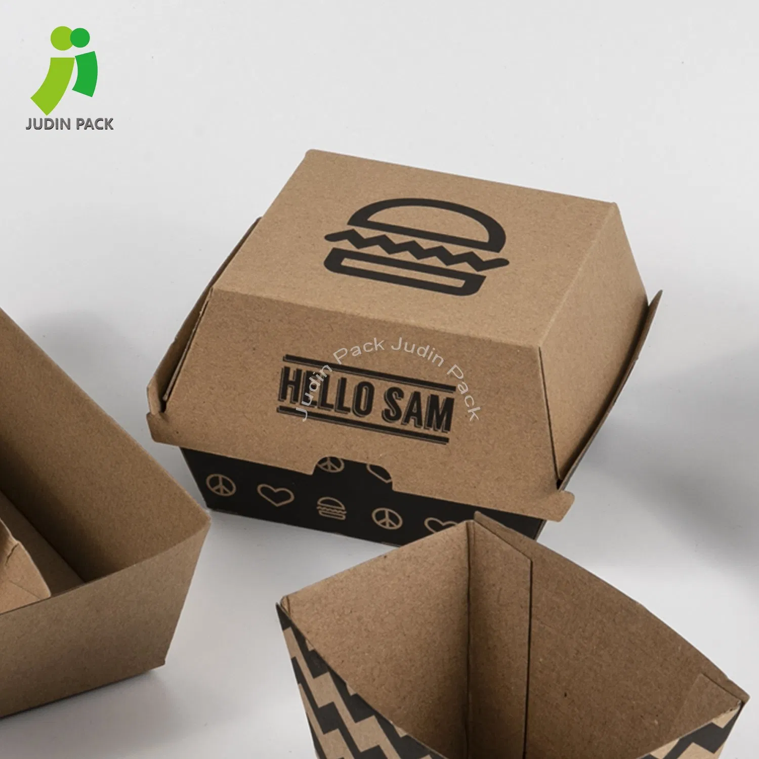 Compostable Disposable Paper Food Box for Hamburger