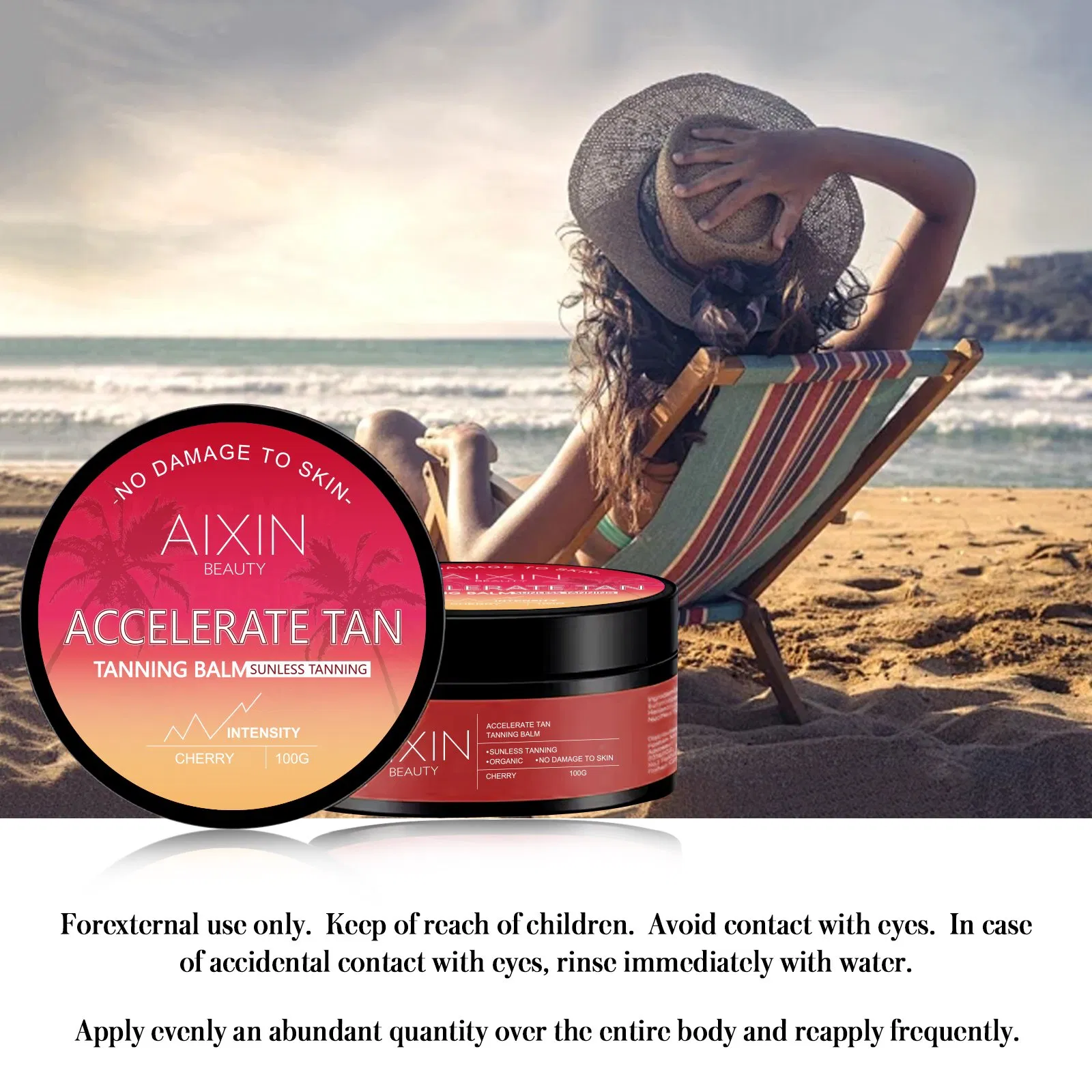 Aixin Private Label Sunbed Tanning Lotion Intensive Cherry Tanning Accelerator Cream