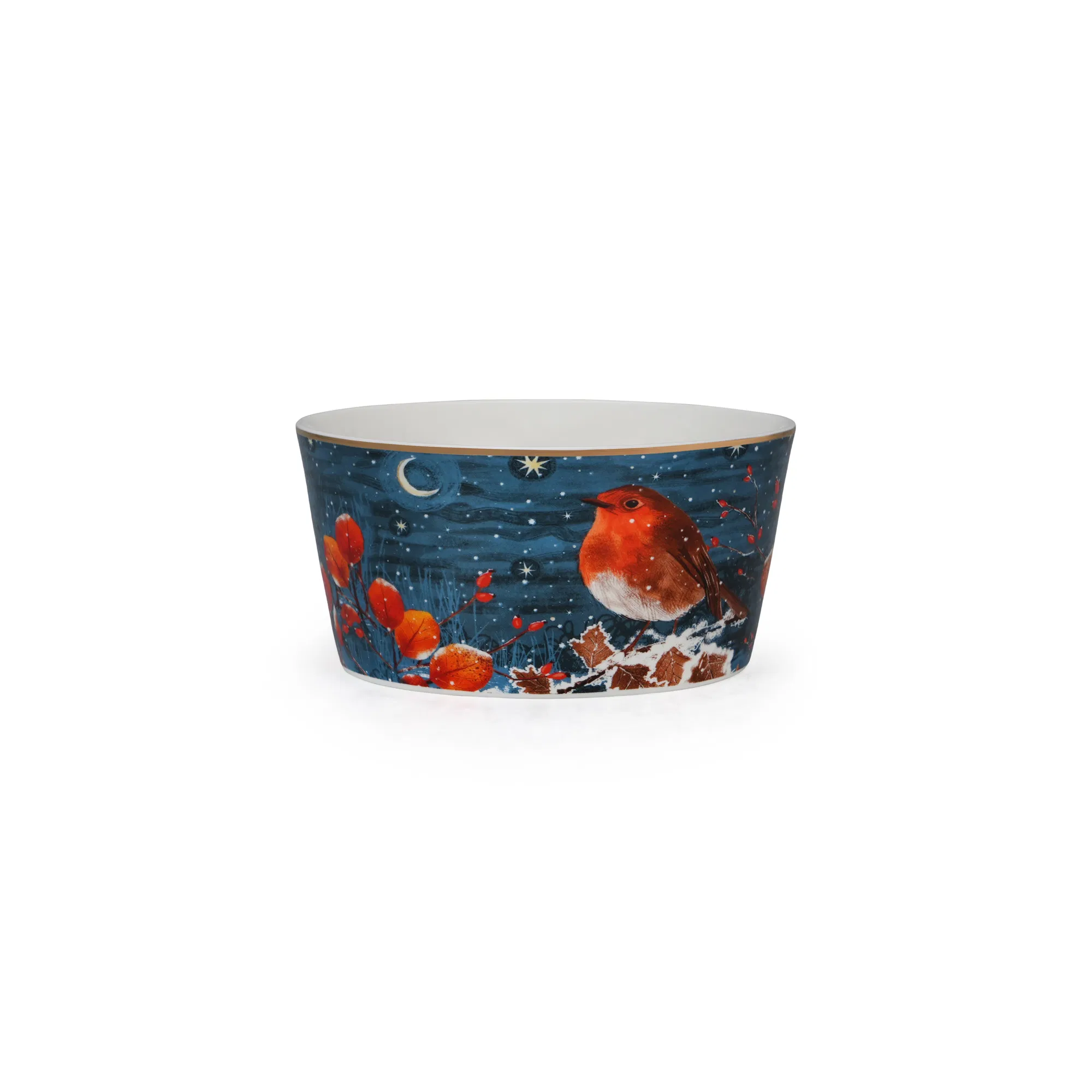 Decorative Christmas Ceramic Cereal Bowl Set Porcelain Bowls with Luxurious Gold Rim