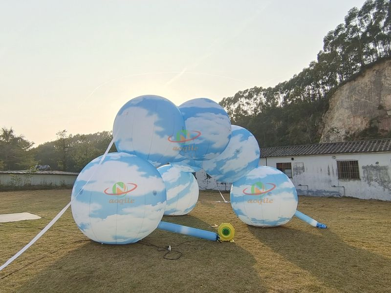 Custom Inflatable Pod Pavilion for Art Exhibition. Giant Inflatable Cloud Balloon with Printing for Events