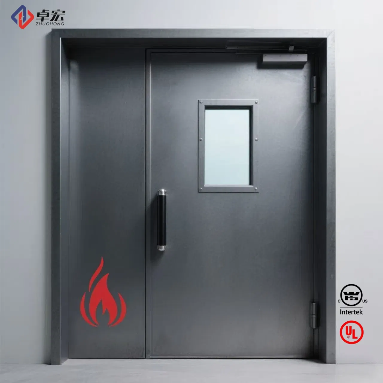 Heavy-Duty Steel Fire Door with Security Features and Safety Certifications
