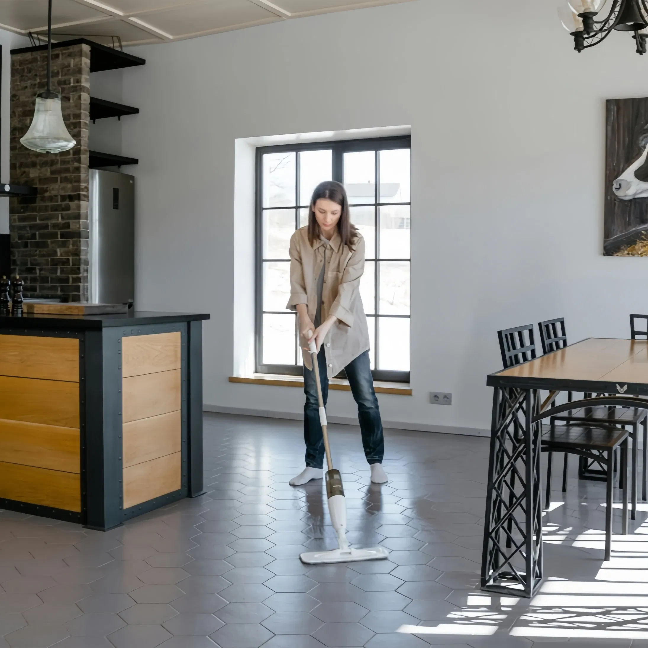 Joyclean Competitive Household Floor Cleaning Flat Spray Mop with Plastic Bottle