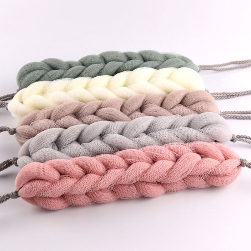 Long Stretch Back Sponge with Rope Handles Back Scrubber Loofah