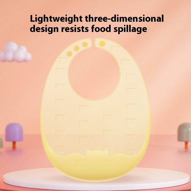 Food Grade Silicone Bib, Baby Waterproof Rice Bag, Children's Eating Drool Towel, Soft, Foldable, Easy to Clean, Ultra-Thin Design