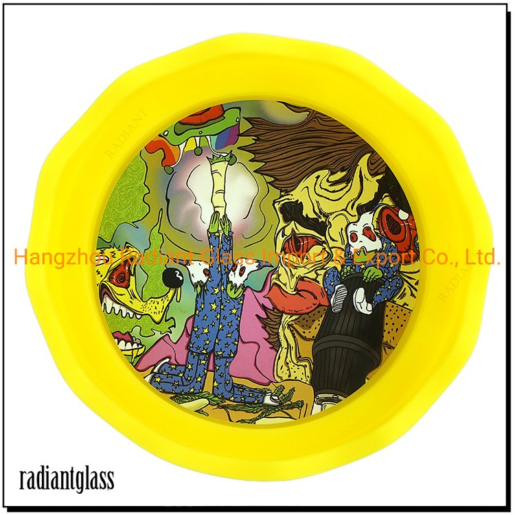 Soft Silicone Cartoon Pattern New Wave Shape Colorful Ashtray Small Size