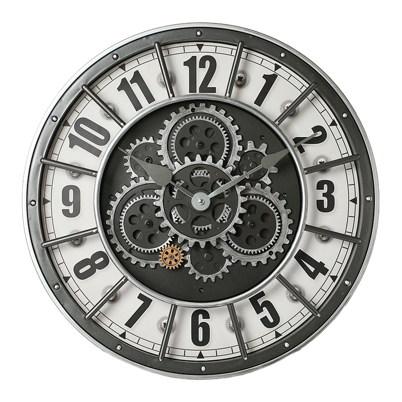 45.5cm Round Antique Gear Wall Clock with Quartz Silent Movement