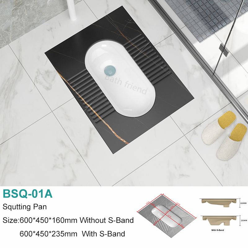Wholesale Sintered Stone Porcelain Squatting Wc Pan Black Grey White Luxury Ceramic Durable Sanitary Public Squat Toilet