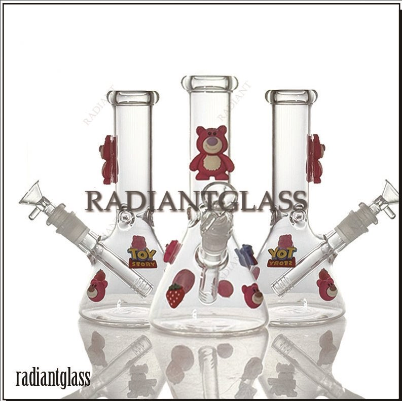 Wholesale Price 8 Inch Small Glass Smoking Pipe Cute Beaker Hand Blow Sticker Hookah Pipe Smoking Glass Water Pipes