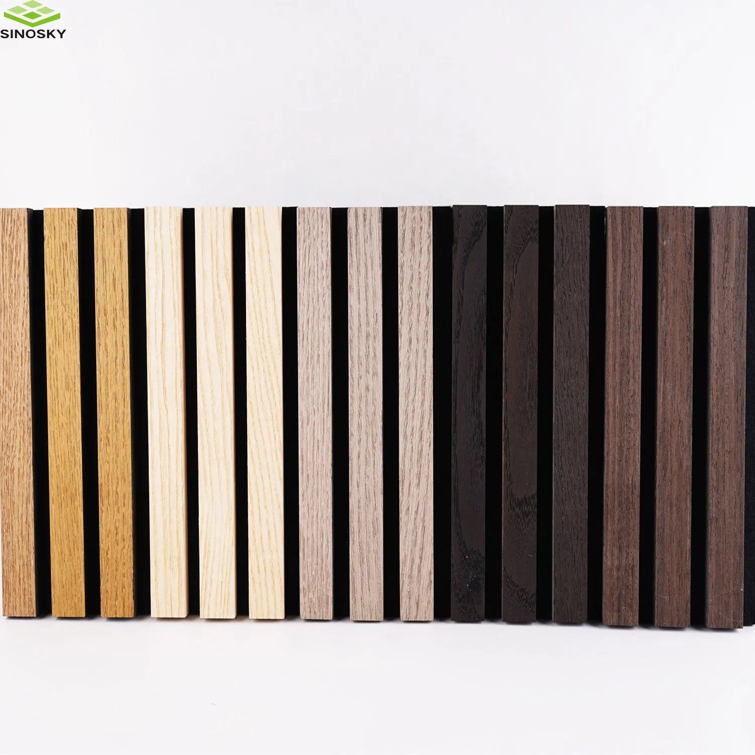 Slat Wood Veneer Acoustic Panels /Sound Absorbing Custom Design MDF Pet Wooden Slats Ceiling