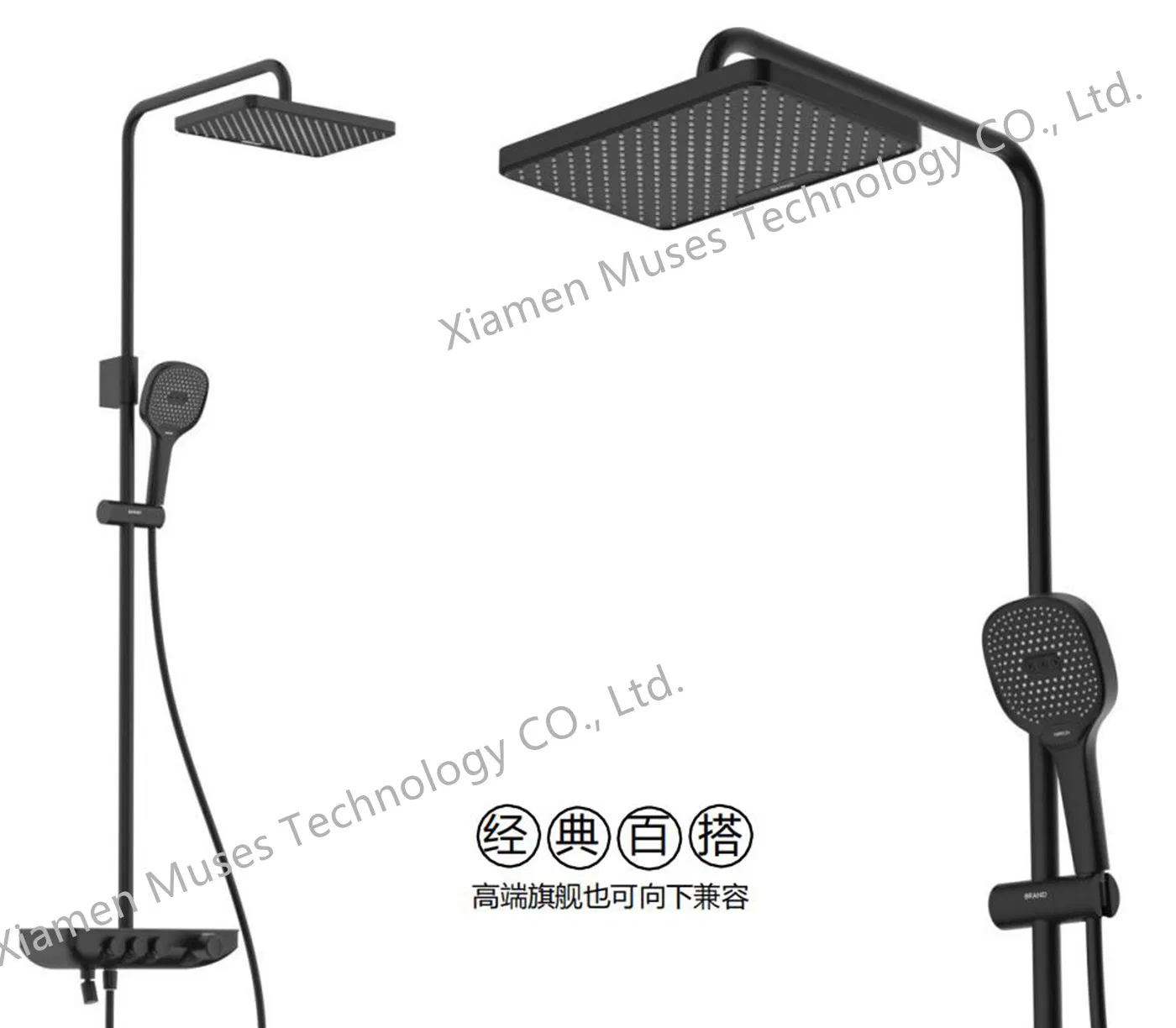 3 Functions Ktw Water Saving Toilet Lavatory Sanitary Ware Bathroom Top Quality Plastic Square Rain Bath Head Hand Held Hand Shower with Switch Button in Chrome