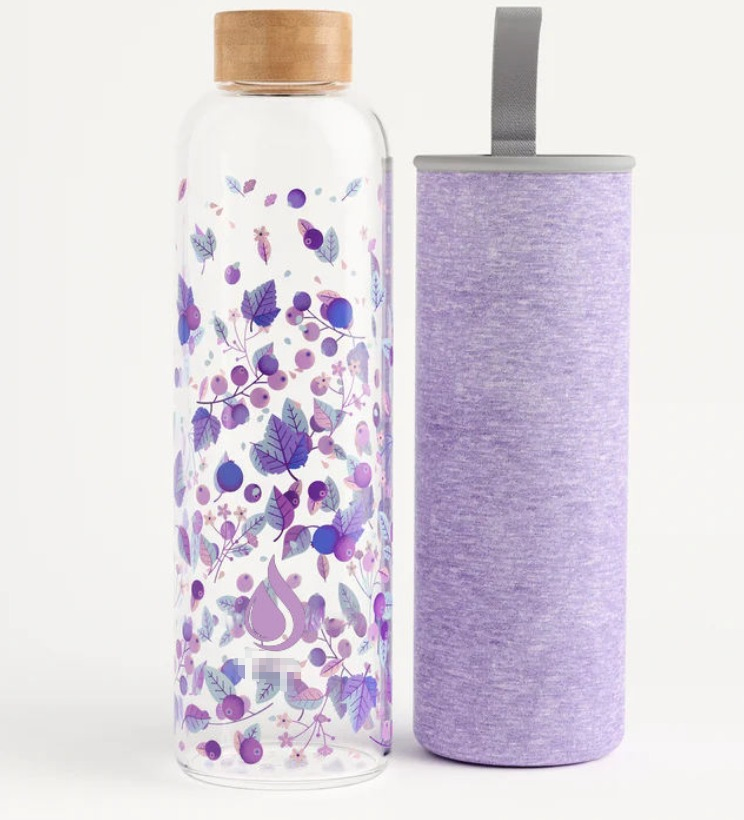 Стеклянная бутылка для воды с бамбуковой крышкой, 725 мл