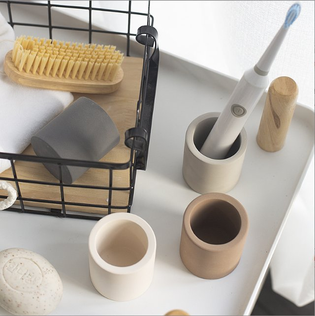 Diatomaceous Earth Toothbrush Holder, Bathroom Toiletries, No-Drill Toothbrush Rack