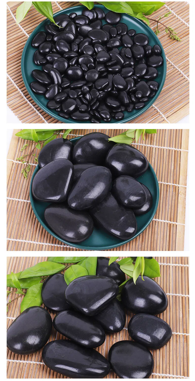 Natural Black Polished Rolling Stones/Gravel/River Pebbles, with Smooth Surfaces, Used for Landscaping