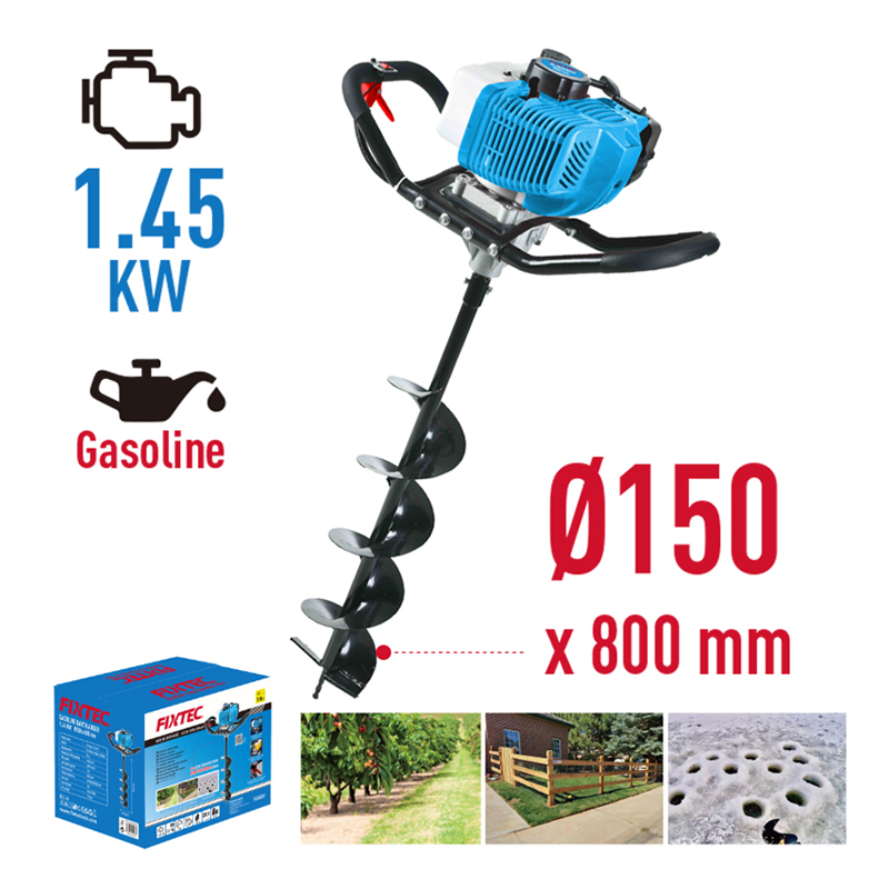 Fixtec 52cc High Quality Garden Tools 1.45kw Earth Auger Machine 2-Stroke Post Hole Digger