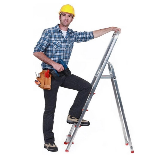 Armrest Ladder Household Aluminum Folding Ladder (with anti-slip foot pads, pedals and handrails)