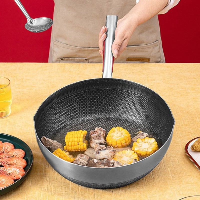 316L Honeycomb Triply Stainless Steel Non Stick Frying Pan for Induction Cooker and Gas Stove