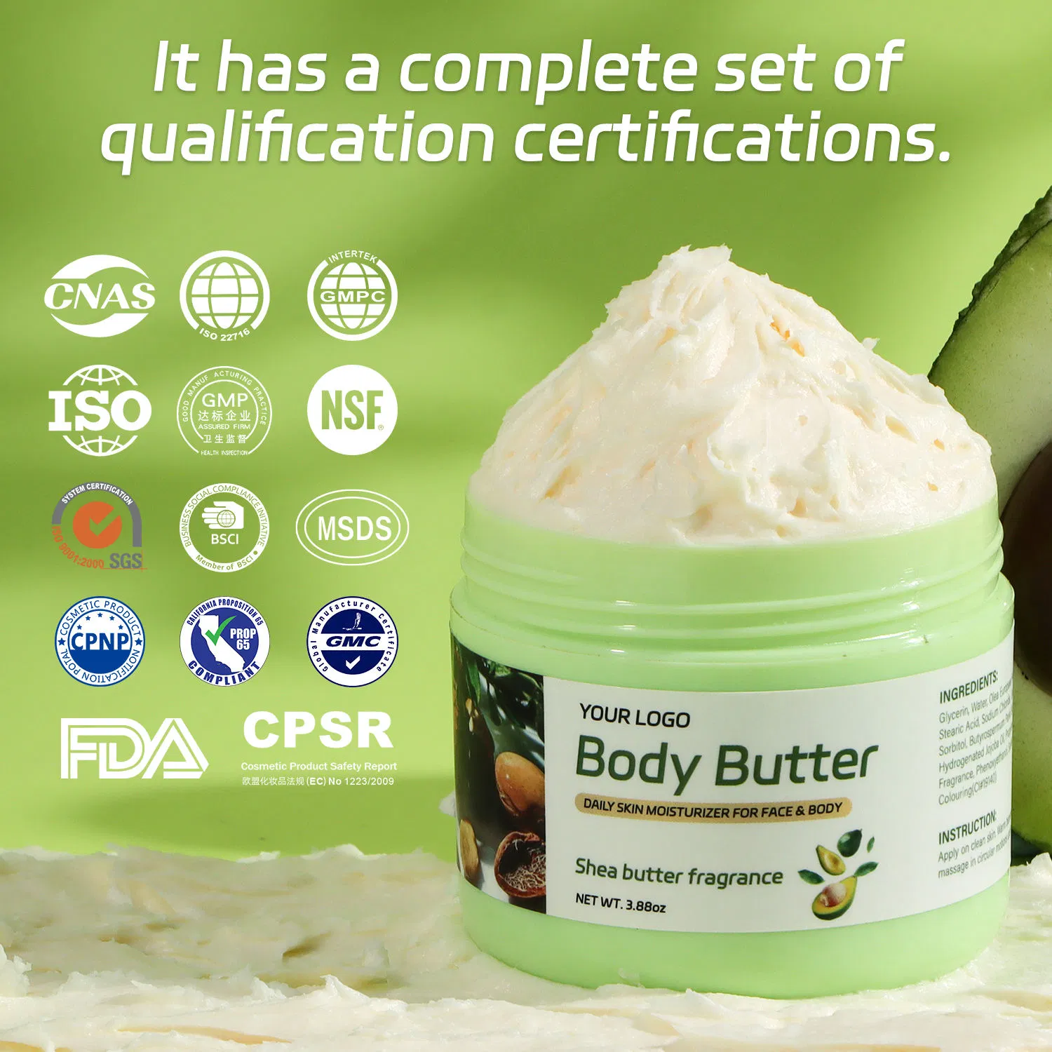 Organic Body Butter Moisturizer Lotion Smooth Rough Soothes Dry Skin Whipped Shea Body Butter