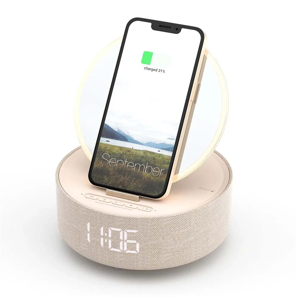 S33 LED Light Makeup Mirror Bluetooth Speaker Alarm Clock Wireless Charger