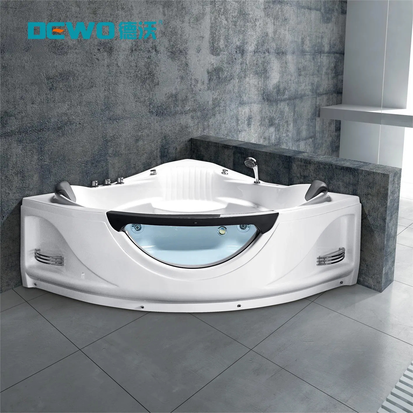 Угловая акриловая ванна SPA с гидромассажем и подсветкой