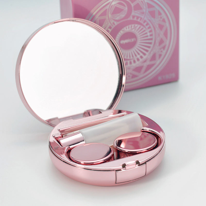 Contact Lenses Cases Boxes Cute Contact Lens Case Box Invisible Quicksand Bling Girl Magical Circle Wing Container Case