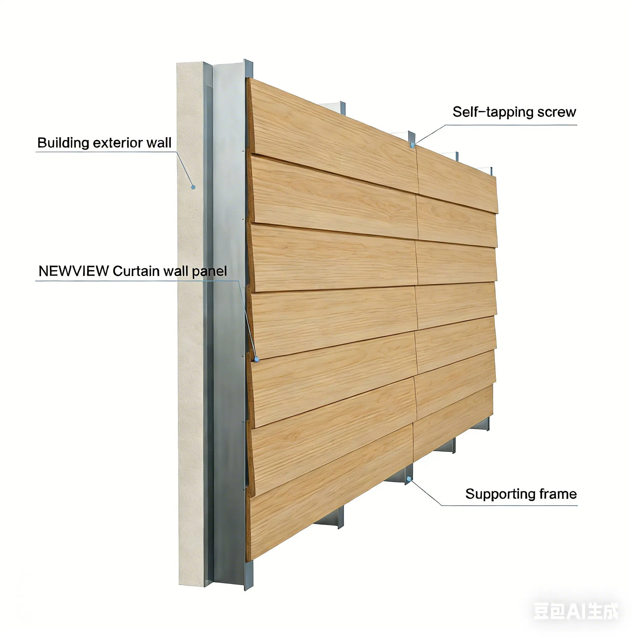 Overlapping Screw-Fix Curtain Wall Custom Cement Board